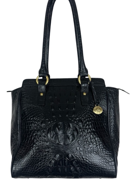 Brahmin Handbags - Brahmin Embossed Crocodile Shoulder Zip Top Black Bag